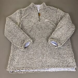 USA Palm Sherpa Fleece Pullover 1/4 Zip Men's XXL Wave Print Lining Mock Neck
